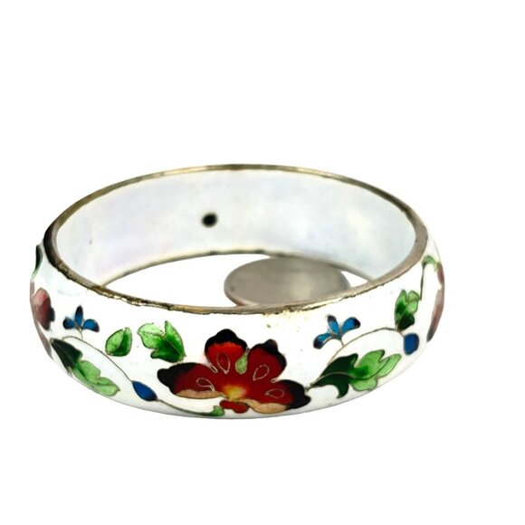 Chinese Export Retro Vintage Cloisonne Enamel Floral Bangle Bracelet Bangle - Picture 7 of 9